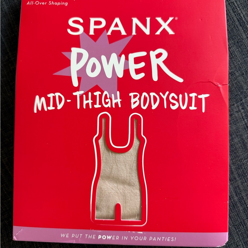 SPANX Cream Shapewear Mid-Thigh Bodysuit